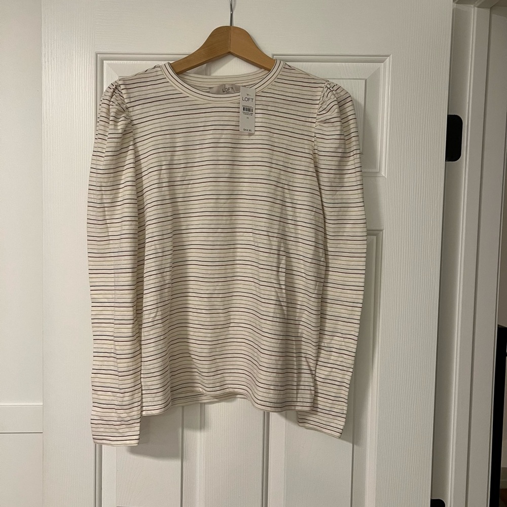 Loft striped long sleeve blouse with tags. Never worn.